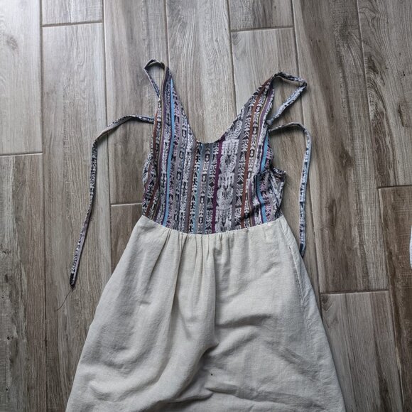 GAP Linen Cotton Boho Sleeveless Mini Dress Women’s Size 2 Beige Multicolor - Picture 2 of 5